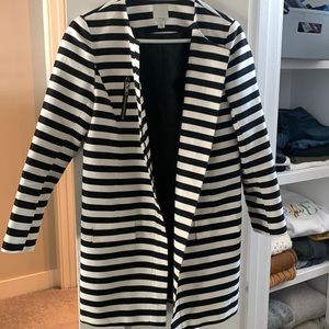 Halogen black and white striped coat